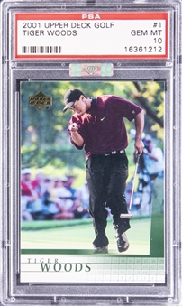 2001 Upper Deck Golf #1 Tiger Woods Rookie Card - PSA GEM MT 10 - MBA Silver Diamond Certified 